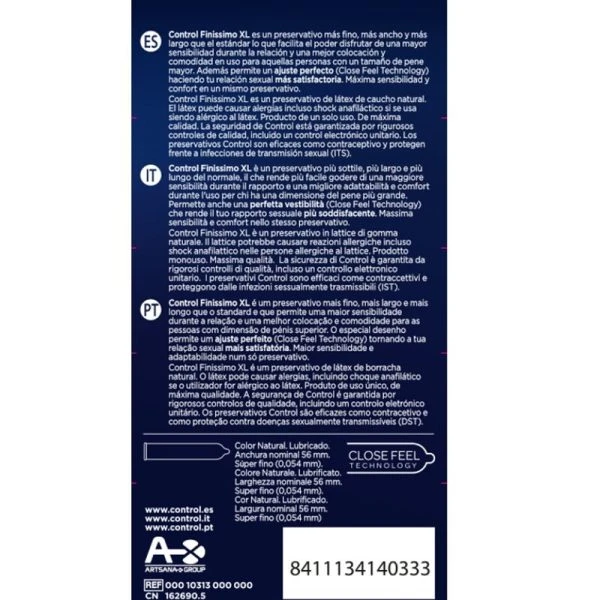 Control Finissimo XL Condooms 12 stuks, nominale breedte 57 mm