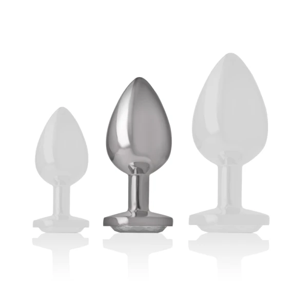 Intense anale plug van metaal met wit hartje, maat M Intense anale plug van metaal met wit hartje, maat M