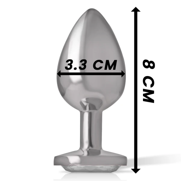 Intense anale plug van metaal met wit hartje, maat M Intense anale plug van metaal met wit hartje, maat M