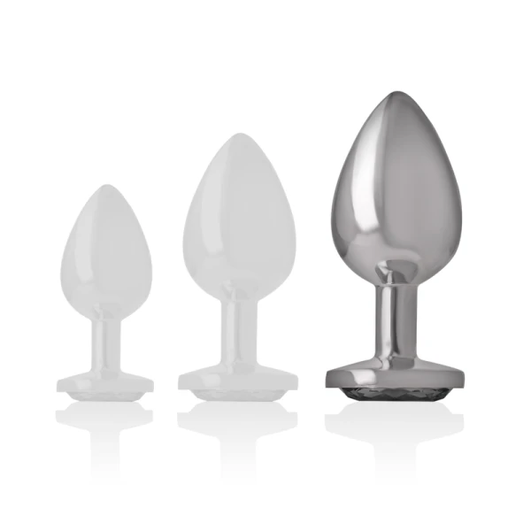 Intense anaalplug van metaal met wit hart, maat L Intense anaalplug van metaal met wit hart, maat L
