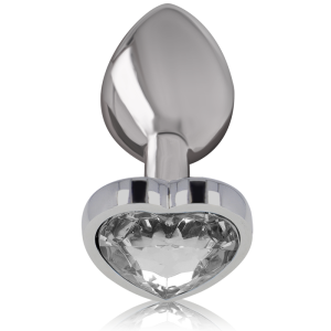 Intense anaalplug van metaal met wit hart, maat L Intense anaalplug van metaal met wit hart, maat L - Afbeelding 2