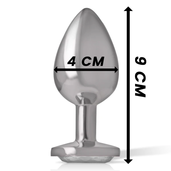 Intense anaalplug van metaal met wit hart, maat L Intense anaalplug van metaal met wit hart, maat L