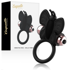 Coquette Toys Chic Desire Cock Ring with Butterfly Vibrator Black/Gold Coquette Toys Chic Desire Cock Ring with Butterfly Vibrator Black/Gold - Image 1