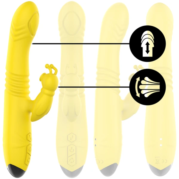 Intense High Tech Toky Multifunktionsvibrator mit Auf- und Abbewegung, Gelb
