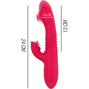 Intense High Tech DUA Auf-und-Ab-Vibrator mit Klitorisreizer rot 24 cm Intense High Tech DUA Auf-und-Ab-Vibrator mit Klitorisreizer rot 24 cm – Bild 3