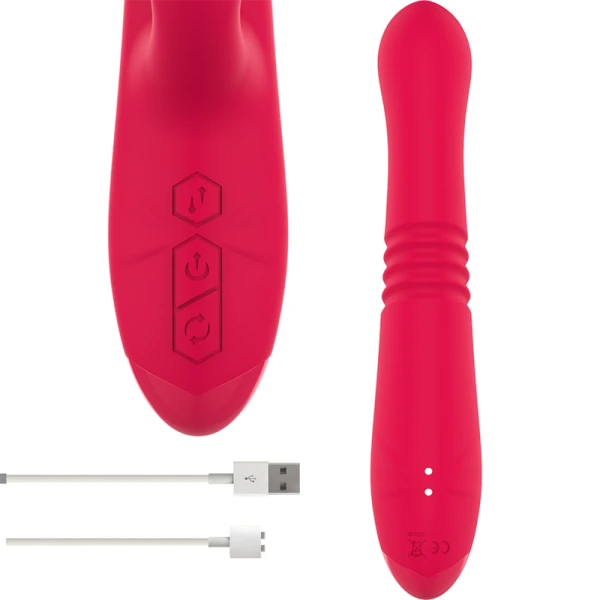 Intense High Tech DUA Auf-und-Ab-Vibrator mit Klitorisreizer rot 24 cm Intense High Tech DUA Auf-und-Ab-Vibrator mit Klitorisreizer rot 24 cm