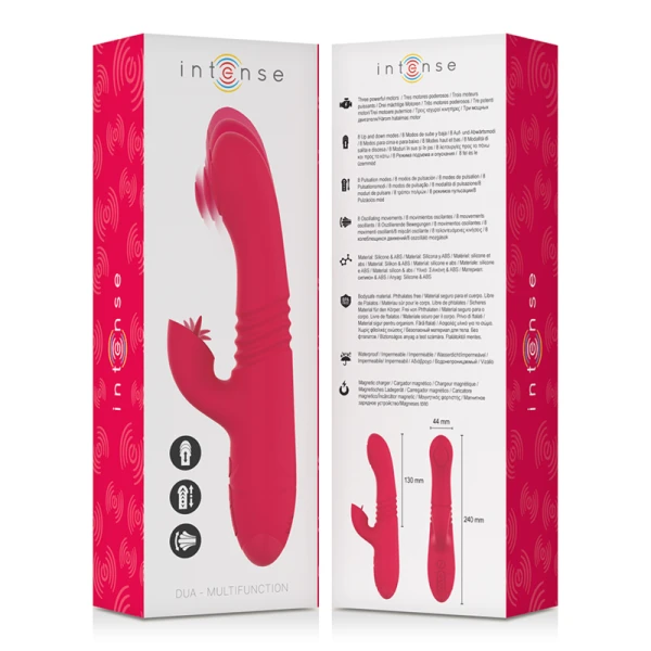 Intense High Tech DUA Auf-und-Ab-Vibrator mit Klitorisreizer rot 24 cm Intense High Tech DUA Auf-und-Ab-Vibrator mit Klitorisreizer rot 24 cm