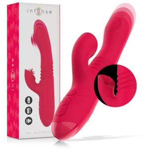 Intense High Tech DUA Auf-und-Ab-Vibrator mit Klitorisreizer rot 24 cm Intense High Tech DUA Auf-und-Ab-Vibrator mit Klitorisreizer rot 24 cm – Bild 1