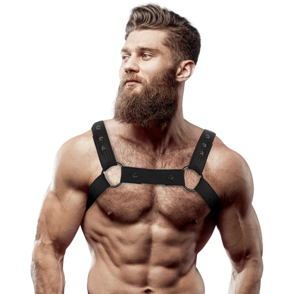 Fetish Submissive Attitude Neopren-Brust-Harness für Männer, verstellbar