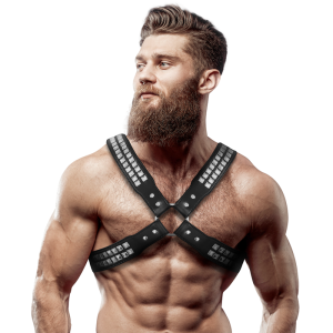 Fetish Submissive Attitude Brustharnisch aus Ökoleder mit gekreuzten Riemen Fetish Submissive Attitude Brustharnisch aus Ökoleder mit gekreuzten Riemen – Bild 1