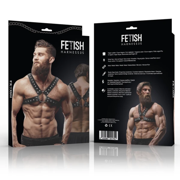 Fetish Submissive Attitude Brustharness aus Ökoleder mit Nieten