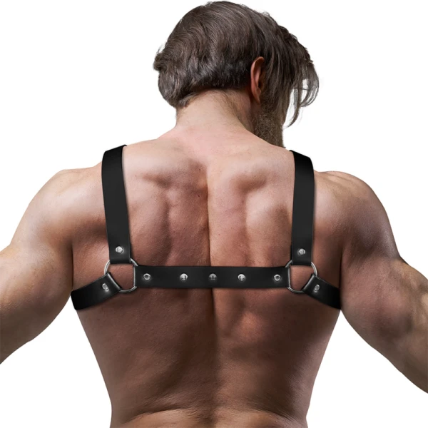 Fetish Submissive Attitude Borstharnas van eco-leer voor heren, verstelbaar