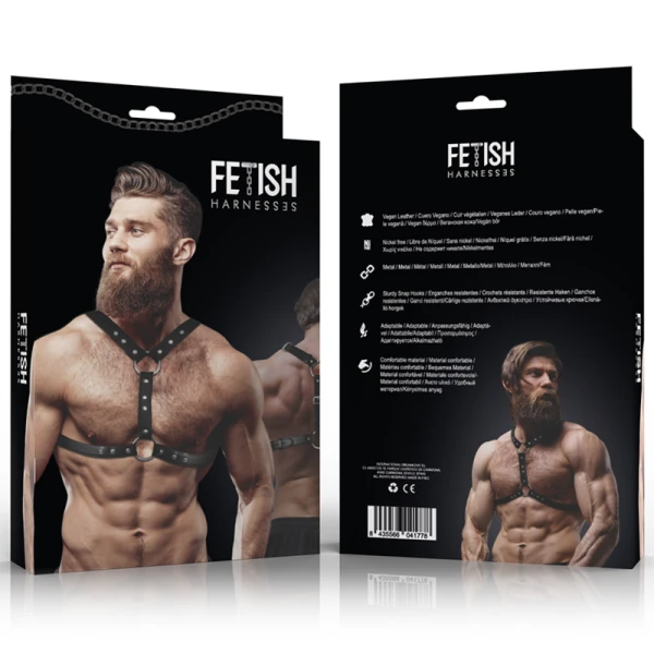 Fetish Submissive Attitude Brustharness aus Ökoleder mit Nieten für Männer