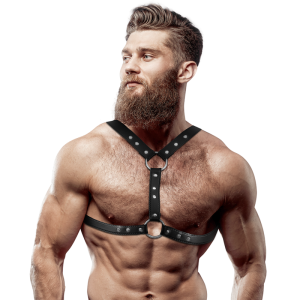 Fetish Submissive Attitude Brustharness aus Ökoleder mit Nieten für Männer – Bild 1