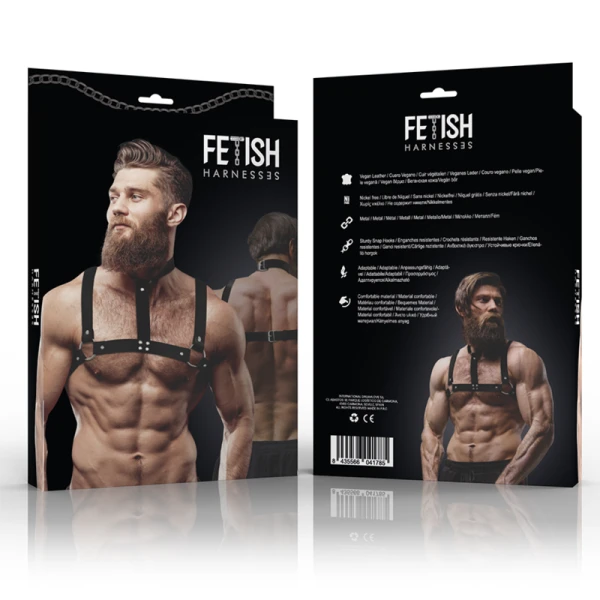 Fetish Submissive Attitude Borstharnas van Eco-leder met Halsketting