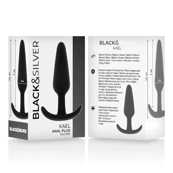 Black&silver Hansel Anaalplug van zijdezacht siliconen met medium handvat