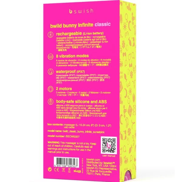 B Swish Bwild Bunny Infinite Classic Vibrator met Clitorisstimulator, Roze