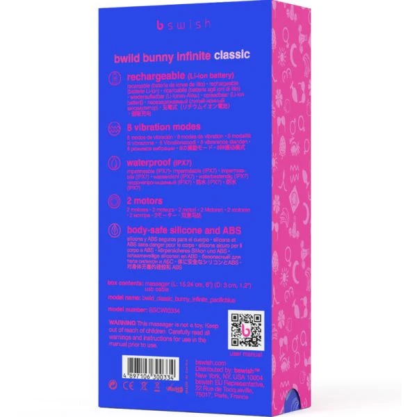 B Swish Bwild Bunny Infinite Classic Vibrator met clitorisstimulator van siliconen