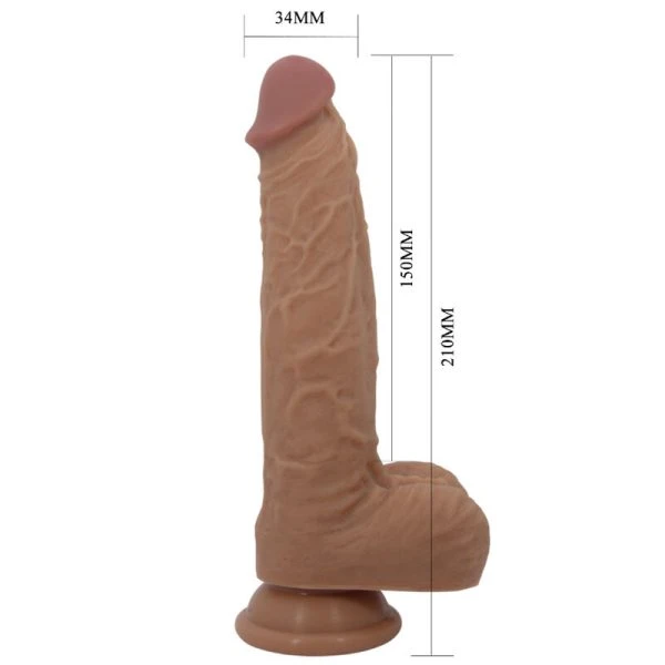 Remote Control Pretty Love Jonathan siliconen dildo met vibratie- en stootfunctie, lichtbruin