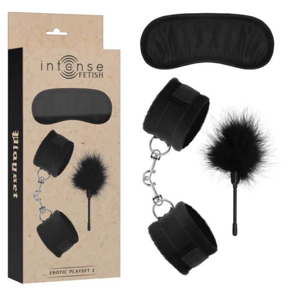 img_152792_f78805a1de8b2b05551c9d2750b6454e_1.png Intense Fetish Erotikspielset met Handboeien, Blindmasker en Kietelaar van veganistisch leer