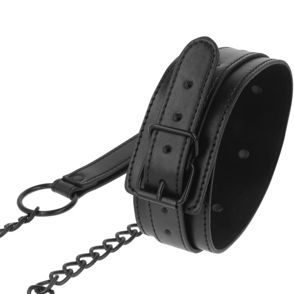 Intense Fetish vegan leren halsband met verstelbaar ontwerp