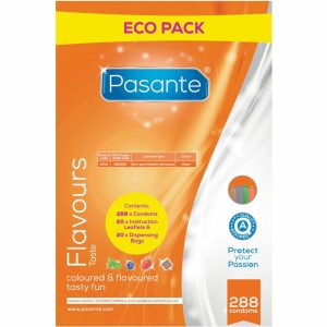 Pasante Kondome ECO Pack Aromen 288 Stück Schokolade Minze Blaubeere Erdbeere Pasante Kondome ECO Pack Aromen 288 Stück Schokolade Minze Blaubeere Erdbeere - Afbeelding 1