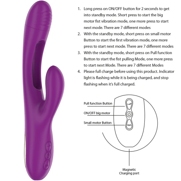 Intense High Tech Apolo Oplaadbare Vibrator met trillende tong, paars