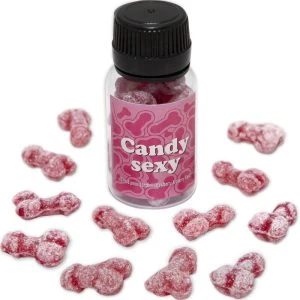 Diablo Picante Candy Sexy Glas met 12 rubberen penisvormige snoepjes, aardbei-kersensmaak