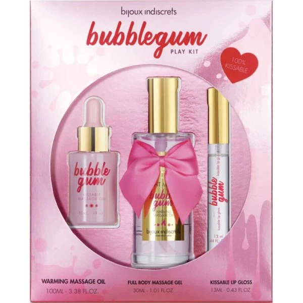 Bijoux Love Cosmetiques Bubblegum-Spielset mit Massageöl, Gel und Lipgloss