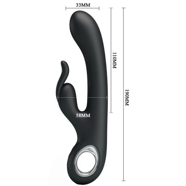 High Tech Pretty Love Carina wiederaufladbarer Rabbit-Vibrator mit Heizfunktion schwarz