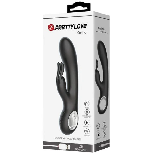 High Tech Pretty Love Carina wiederaufladbarer Rabbit-Vibrator mit Heizfunktion schwarz