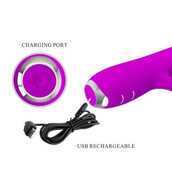 High Tech Pretty Love Rachel Vibrator met clitorisstimulator en zuignap paars High Tech Pretty Love Rachel Vibrator met clitorisstimulator en zuignap paars