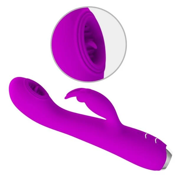 High Tech Pretty Love Rachel Vibrator met clitorisstimulator en zuignap paars High Tech Pretty Love Rachel Vibrator met clitorisstimulator en zuignap paars