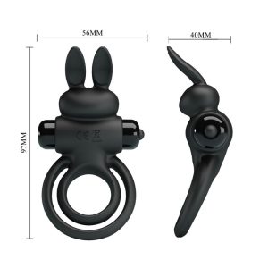 FOR HIM Pretty Love Vibrator Penisring met Konijnstimulatie zwart FOR HIM Pretty Love Vibrator Penisring met Konijnstimulatie zwart - Afbeelding 6