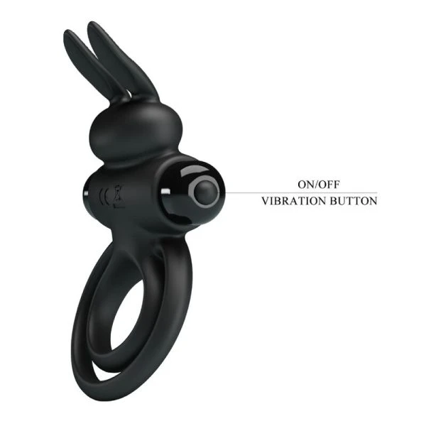 FOR HIM Pretty Love Vibrator Penisring met Konijnstimulatie zwart