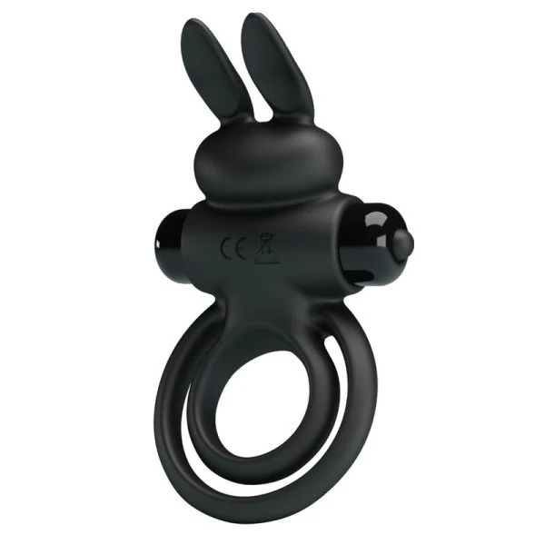 FOR HIM Pretty Love Vibrator Penisring met Konijnstimulatie zwart