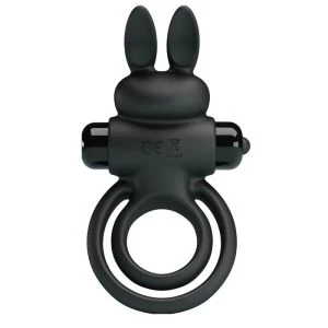 FOR HIM Pretty Love Vibrator Penisring mit Kaninchenstimulation schwarz