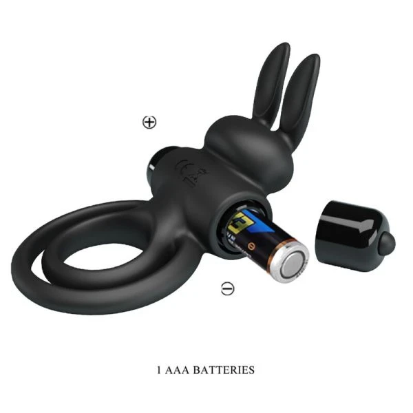 FOR HIM Pretty Love Vibrator Penisring met Konijnstimulatie zwart