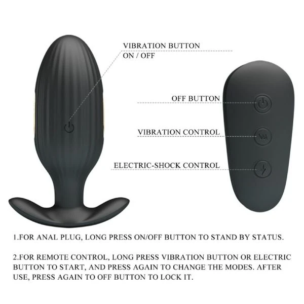 Remote Control Pretty Love Kelly Plug Analvibrator wiederaufladbar schwarz