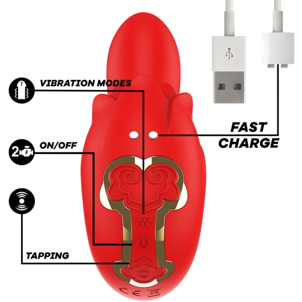 MIA Selena Stimulator Oplegvibrator met Kleppen Rood MIA Selena Stimulator Oplegvibrator met Kleppen Rood