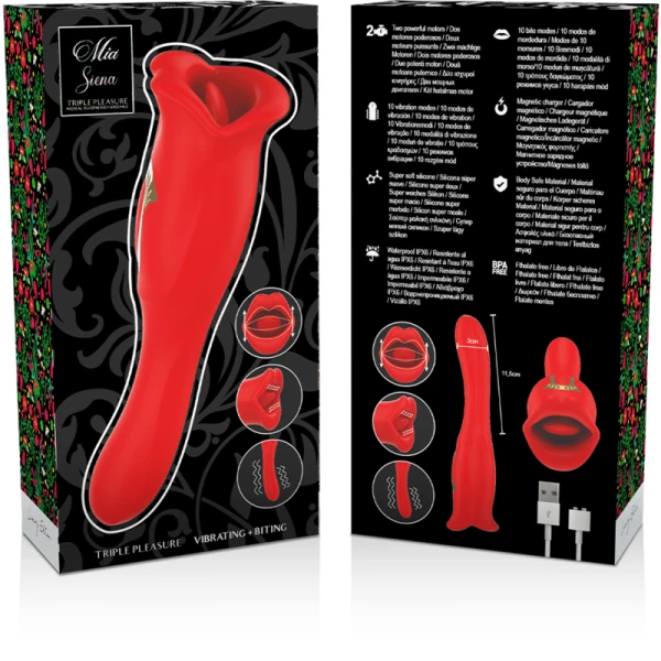 MIA Auflegevibrator Siena mit Biss- und Vibrationsmodi, rot