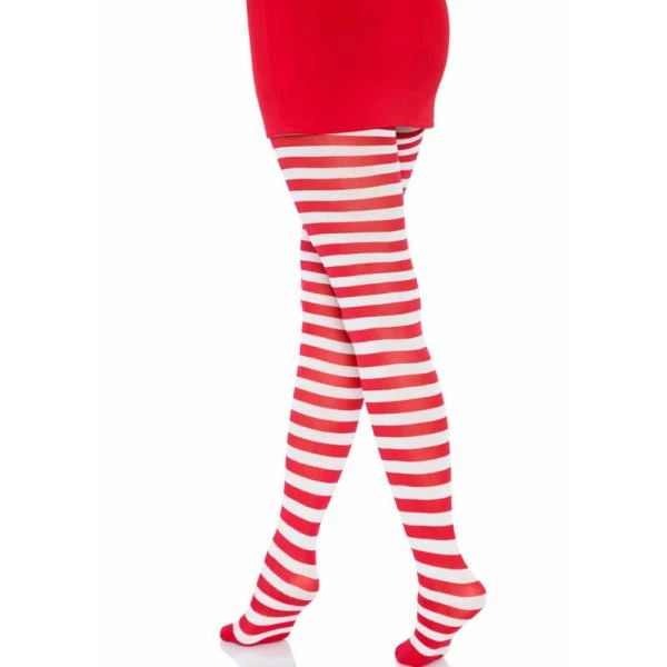 Leg Avenue rood-wit gestreepte panty's van nylon