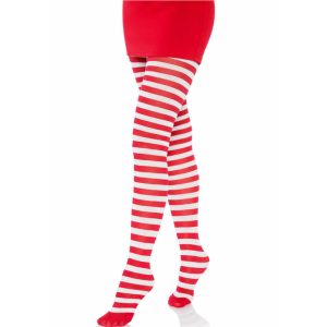 Leg Avenue rood-wit gestreepte panty's van nylon Leg Avenue rood-wit gestreepte panty's van nylon - Afbeelding 2