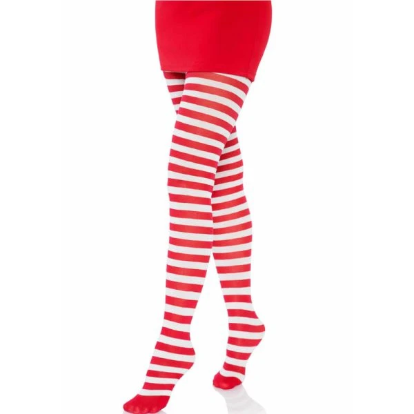 Leg Avenue rood-wit gestreepte panty's van nylon