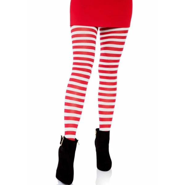 Leg Avenue rood-wit gestreepte panty's van nylon