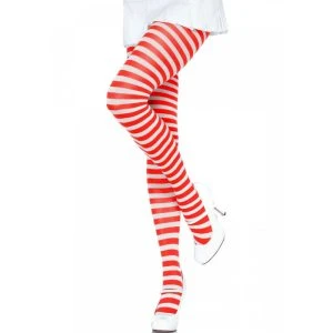 Leg Avenue red and white striped pantyhose made of nylon