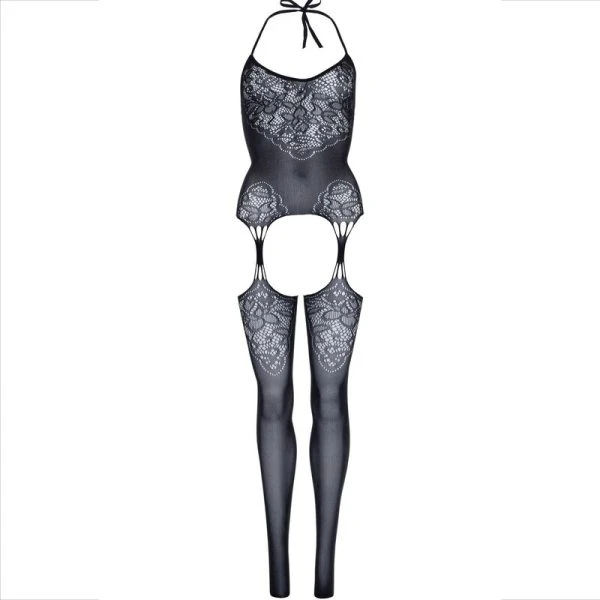 Leg Avenue Bodystocking van naadloze kant met halternek zwart Leg Avenue Bodystocking van naadloze kant met halternek zwart