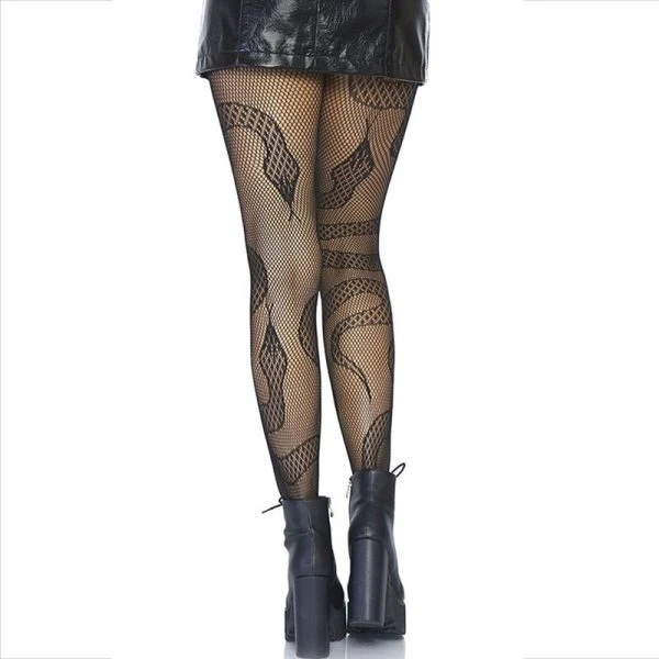 LEG Avenue Hosiery Netkousen met Slangenpatroon zwart