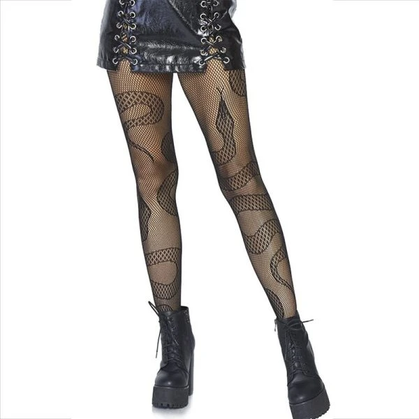 LEG Avenue Hosiery Netkousen met Slangenpatroon zwart