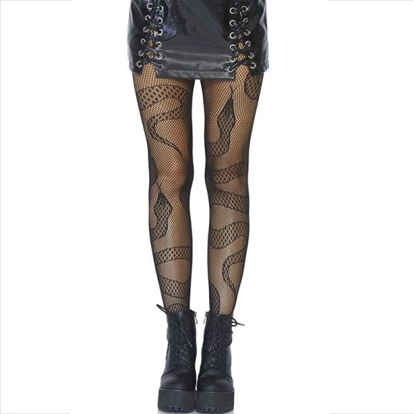 LEG Avenue Hosiery Netkousen met Slangenpatroon zwart